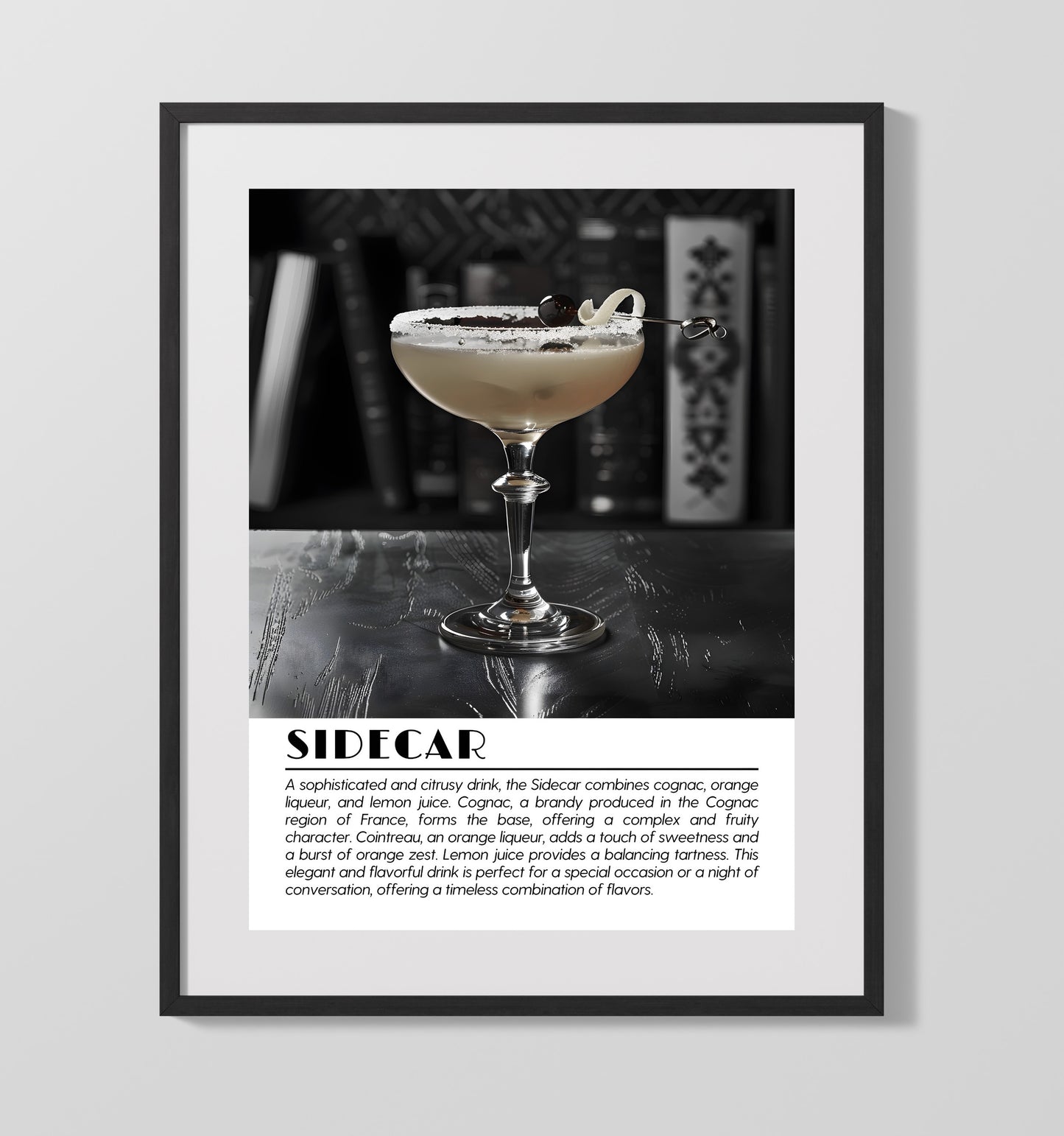 Sidecar Cognac Classic Drinks Defined Poster - 16x20 Gallery Frame