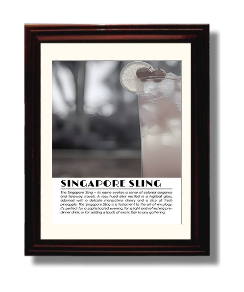 Singapore Sling Tropical Classic Drinks Defined Poster - 8x10 Beveled Frame