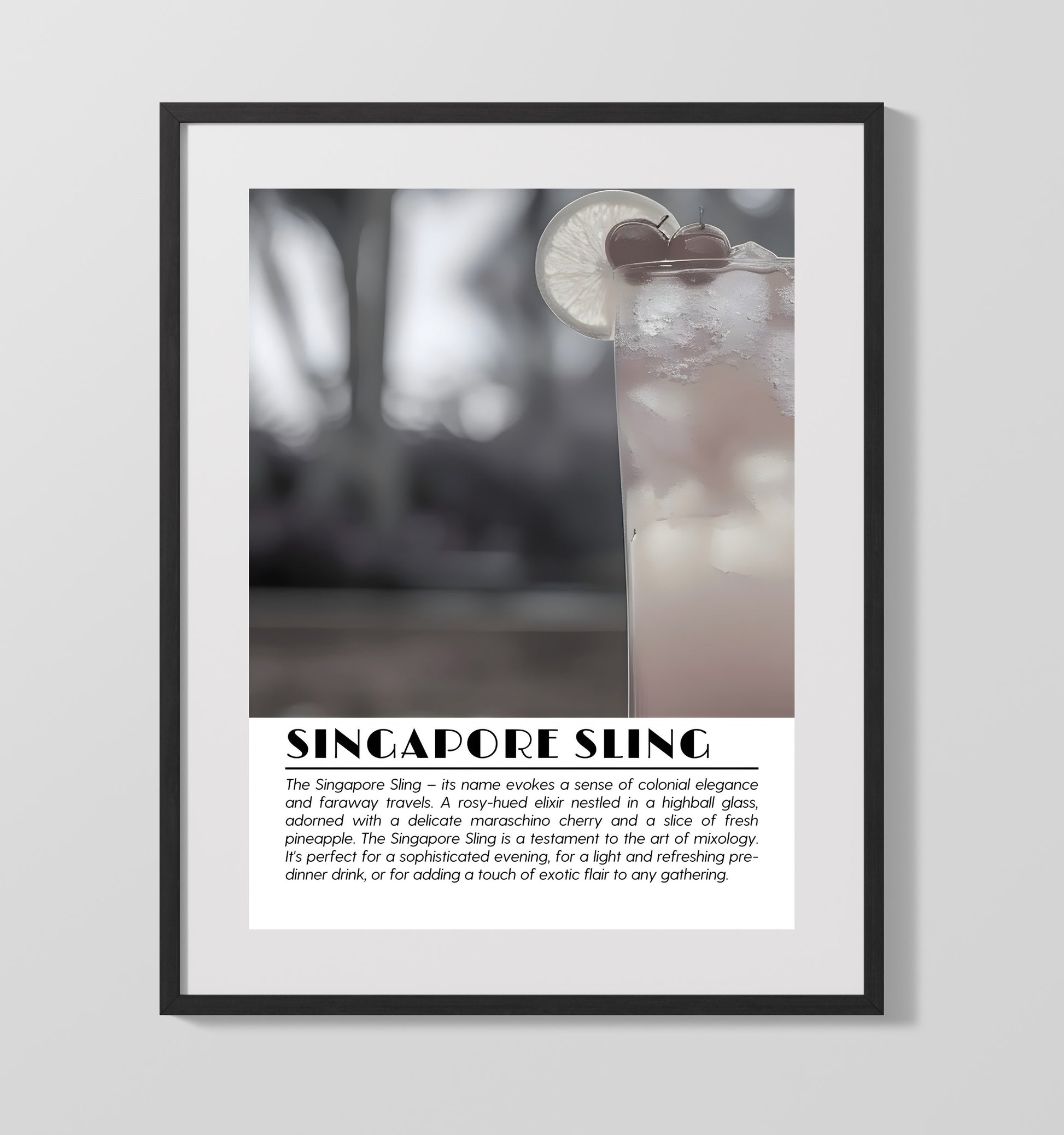 Singapore Sling Tropical Classic Drinks Defined Poster - 16x20 Gallery Frame