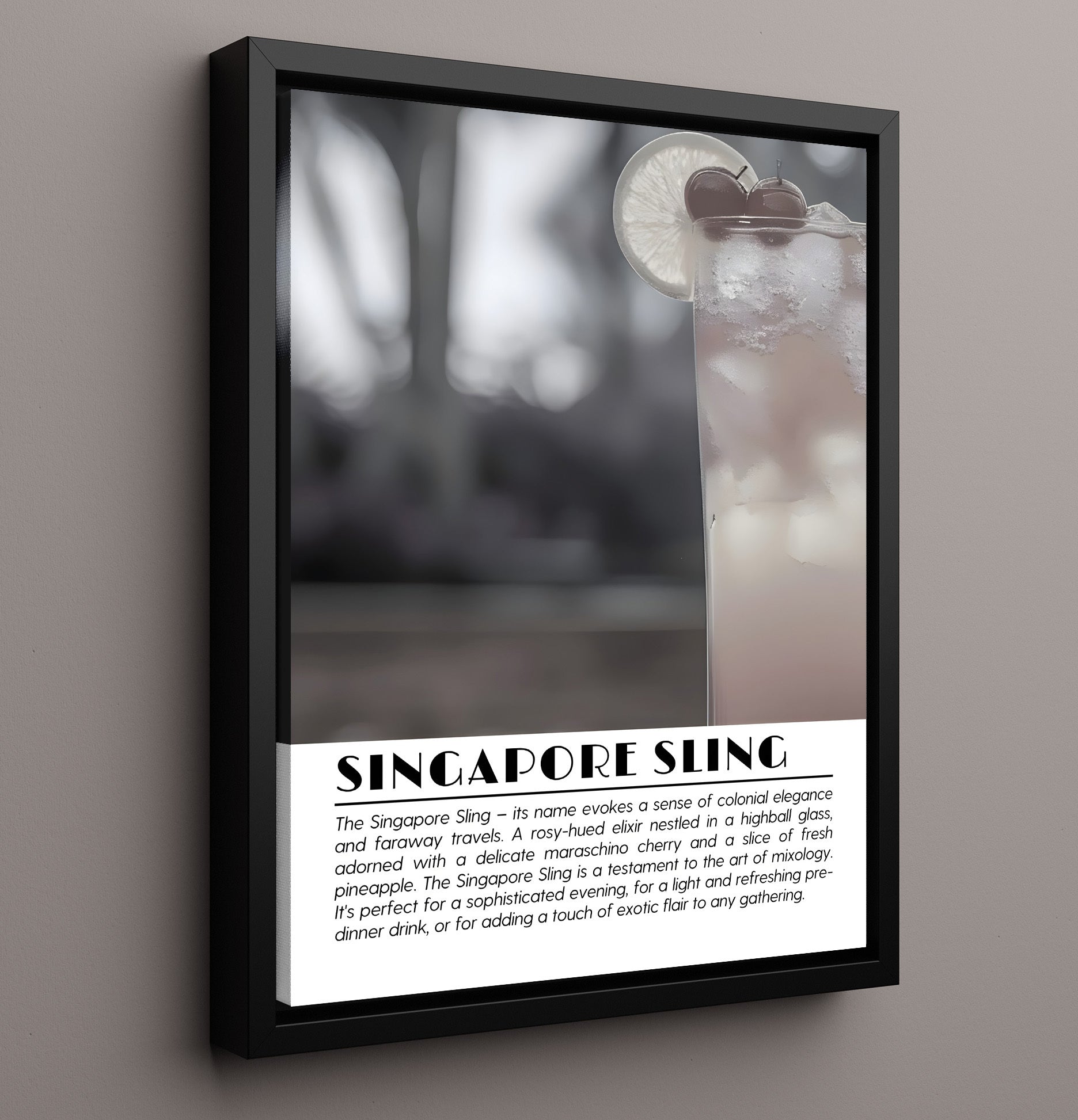 Singapore Sling Tropical Classic Drinks Defined Poster - 16x20 Framed Canvas