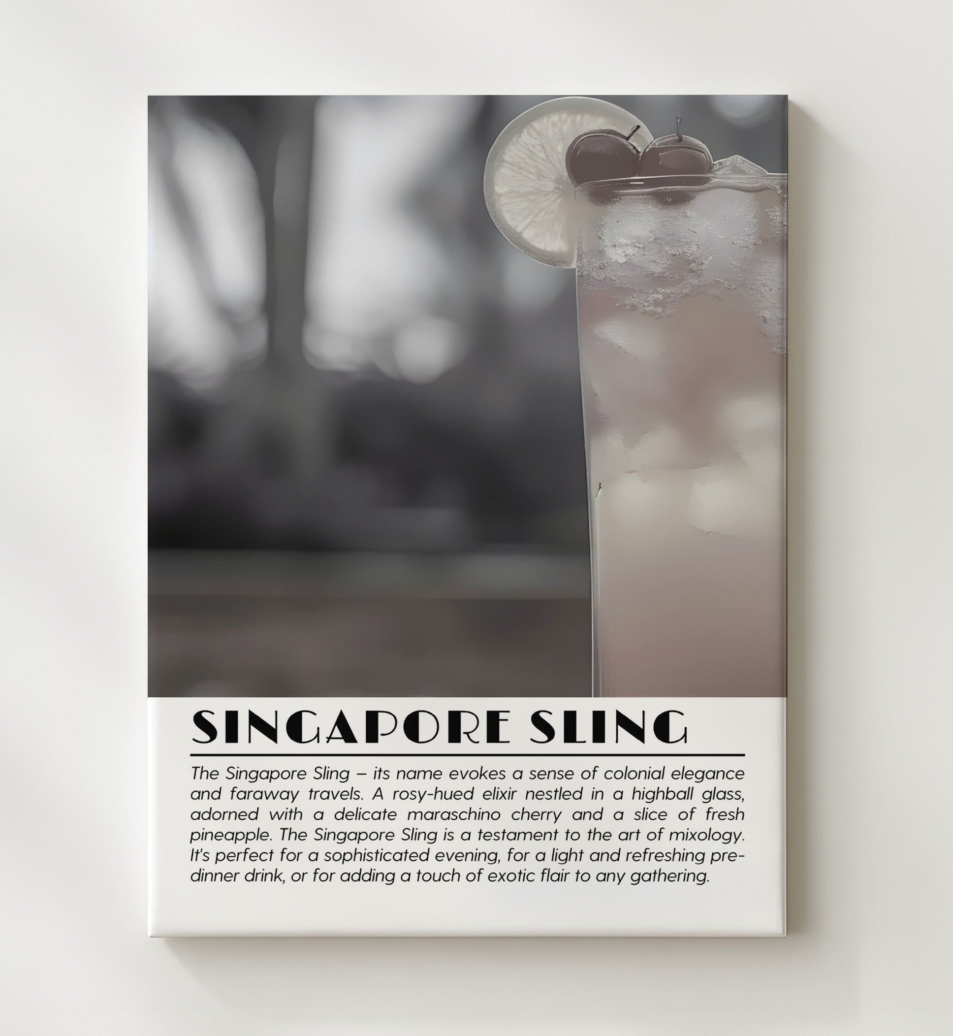Singapore Sling Tropical Classic Drinks Defined Poster - 20x24 Canvas