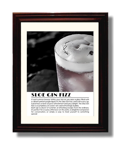 Sloe Gin Fizz Summer Refreshment Drinks Defined Poster - 8x10 Beveled Frame