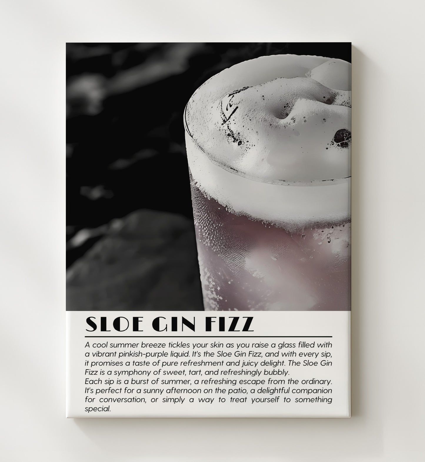 Sloe Gin Fizz Summer Refreshment Drinks Defined Poster - 20x24 Canvas