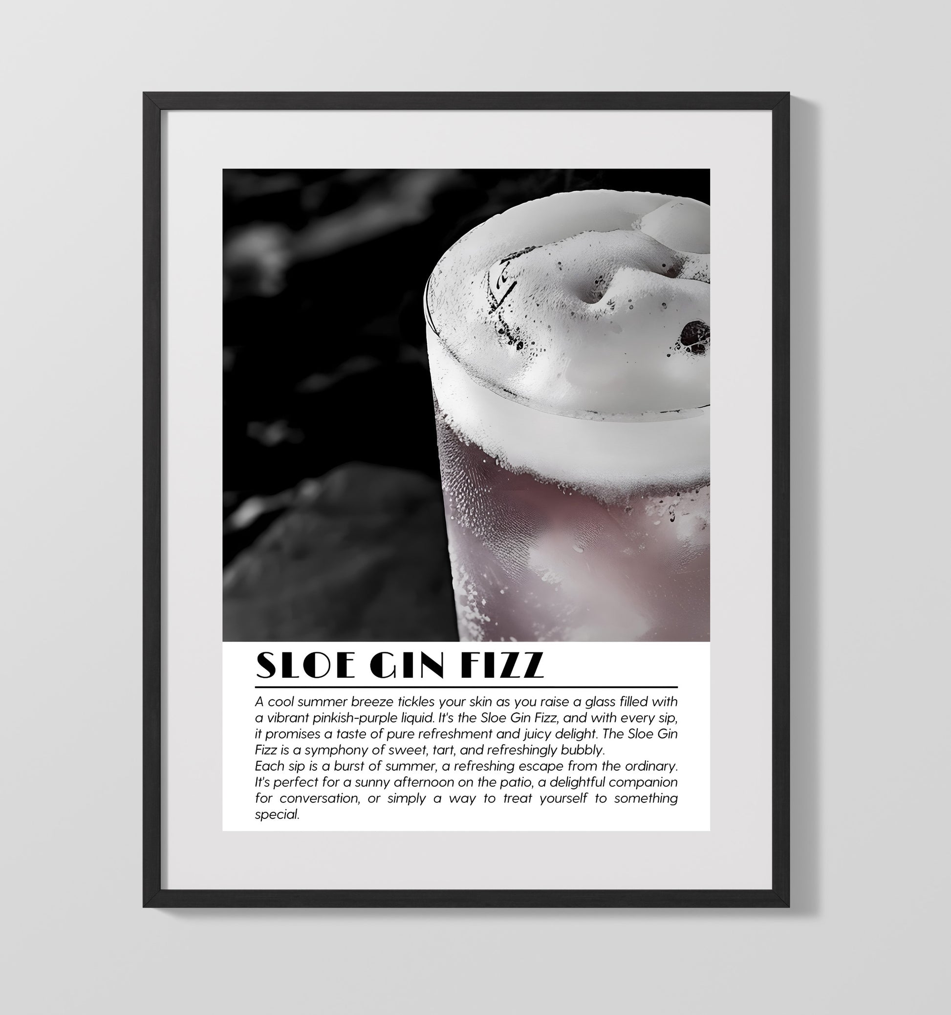 Sloe Gin Fizz Summer Refreshment Drinks Defined Poster - 16x20 Gallery Frame
