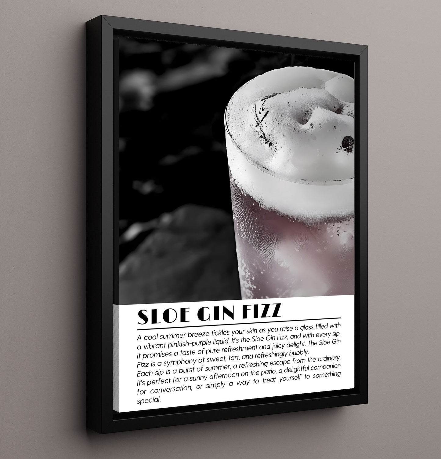 Sloe Gin Fizz Summer Refreshment Drinks Defined Poster - 16x20 Framed Canvas