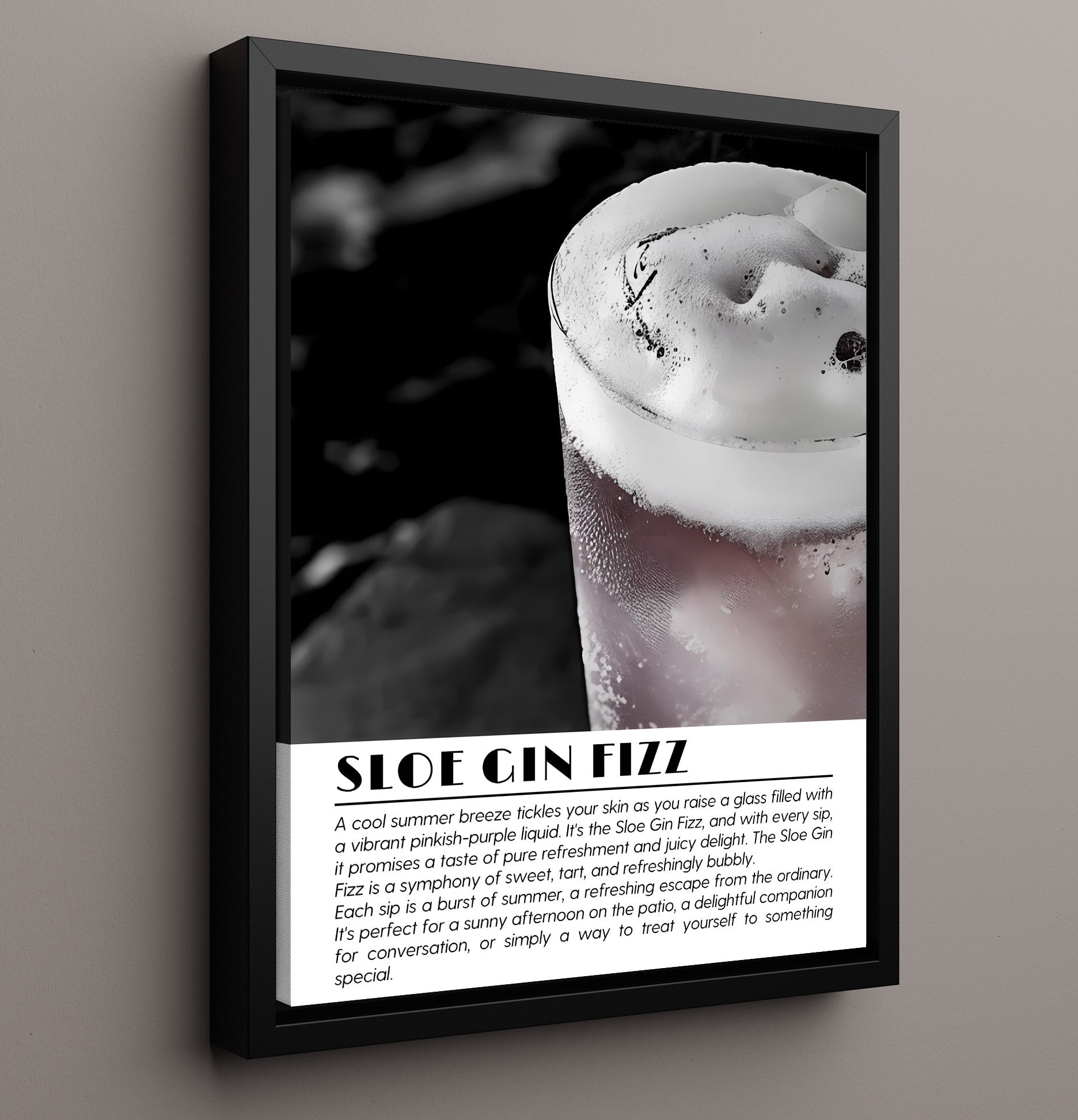 Sloe Gin Fizz Summer Refreshment Drinks Defined Poster - 16x20 Framed Canvas