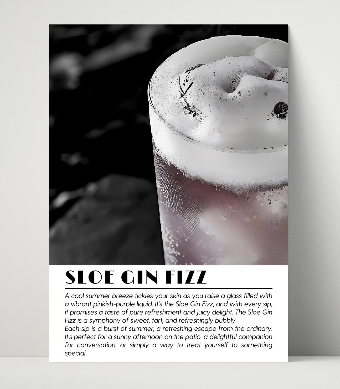 Sloe Gin Fizz Summer Refreshment Drinks Defined Poster - 16x20 Unframed Print