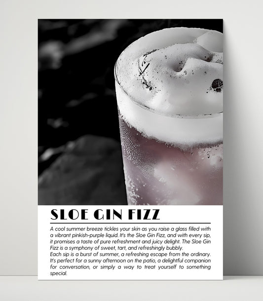Sloe Gin Fizz - Summer Refreshment - Cocktail Definition - 16x20 Unframed Print