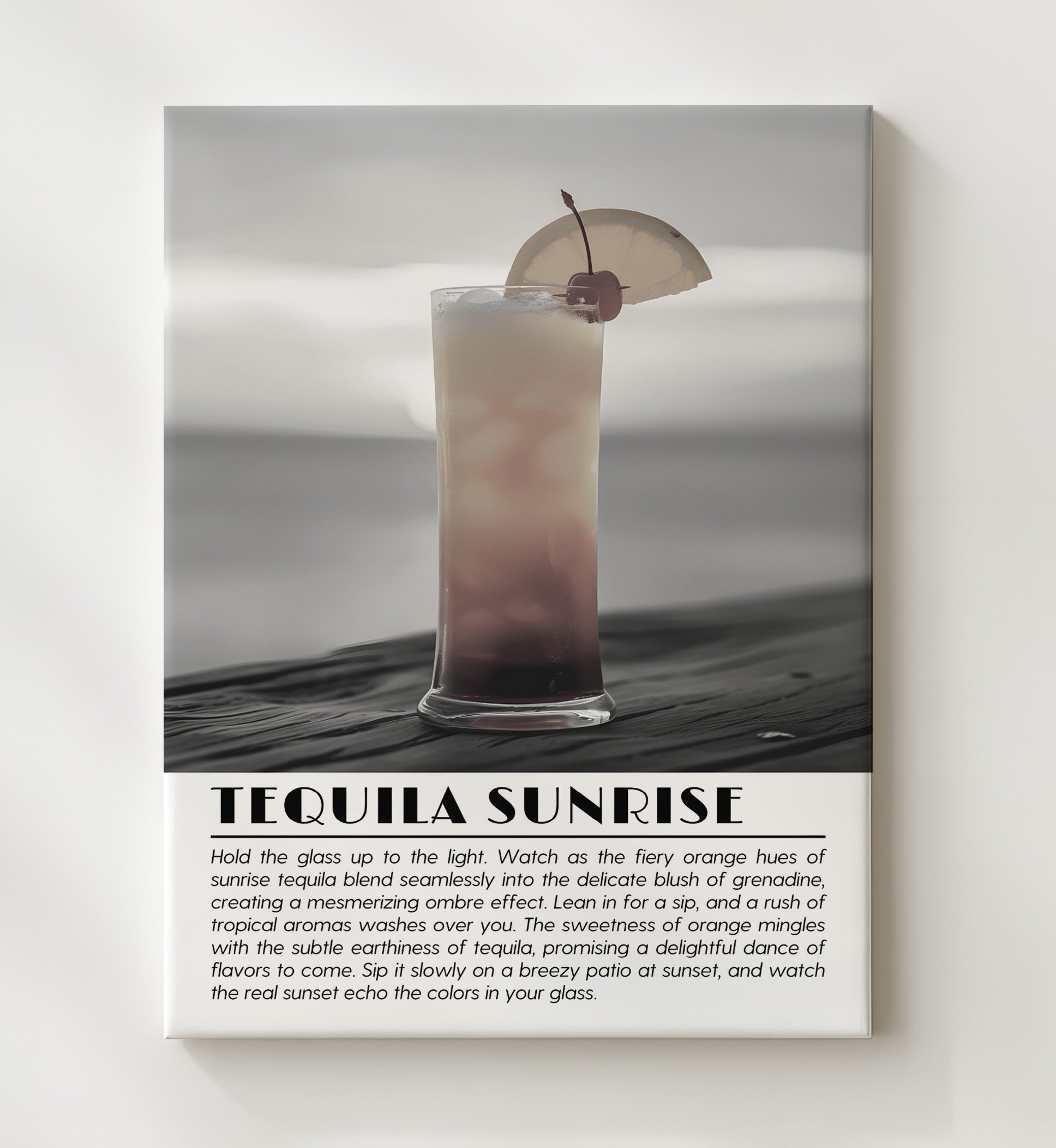 Tequila Sunrise Sunset Glow Drinks Defined Poster - 20x24 Canvas