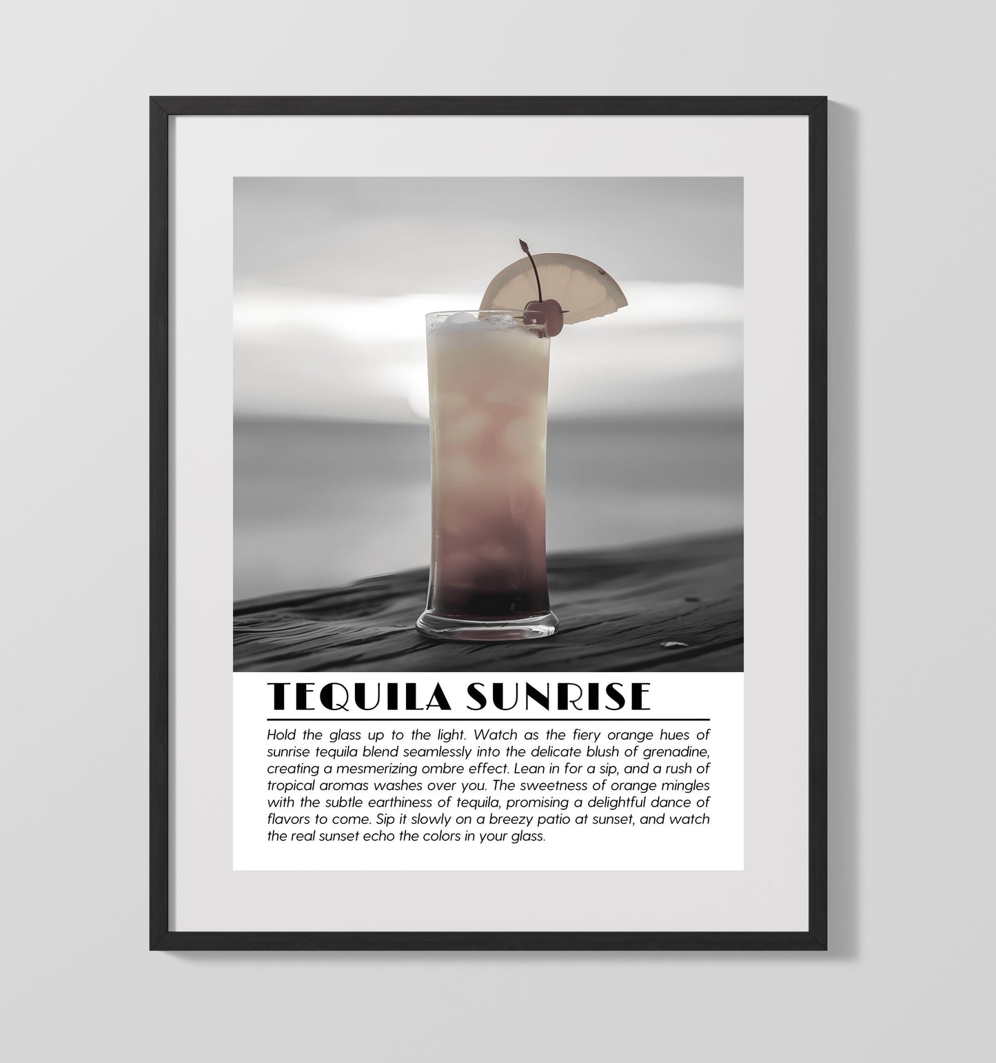 Tequila Sunrise Sunset Glow Drinks Defined Poster - 16x20 Gallery Frame