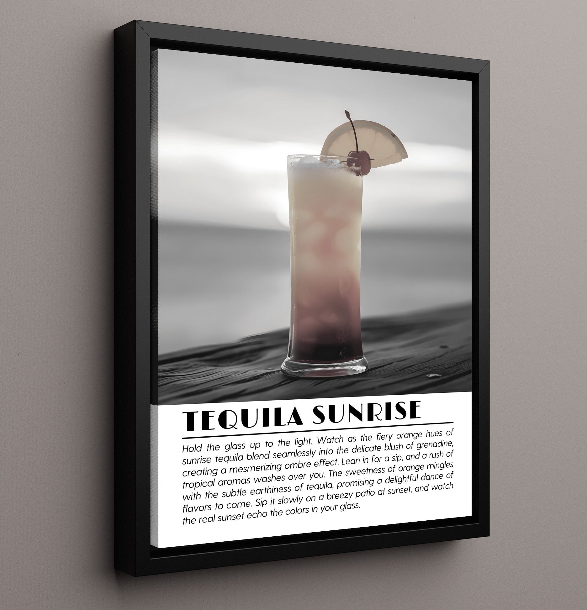 Tequila Sunrise Sunset Glow Drinks Defined Poster - 16x20 Framed Canvas