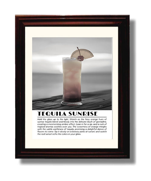 Tequila Sunrise Sunset Glow Drinks Defined Poster - 8x10 Beveled Frame