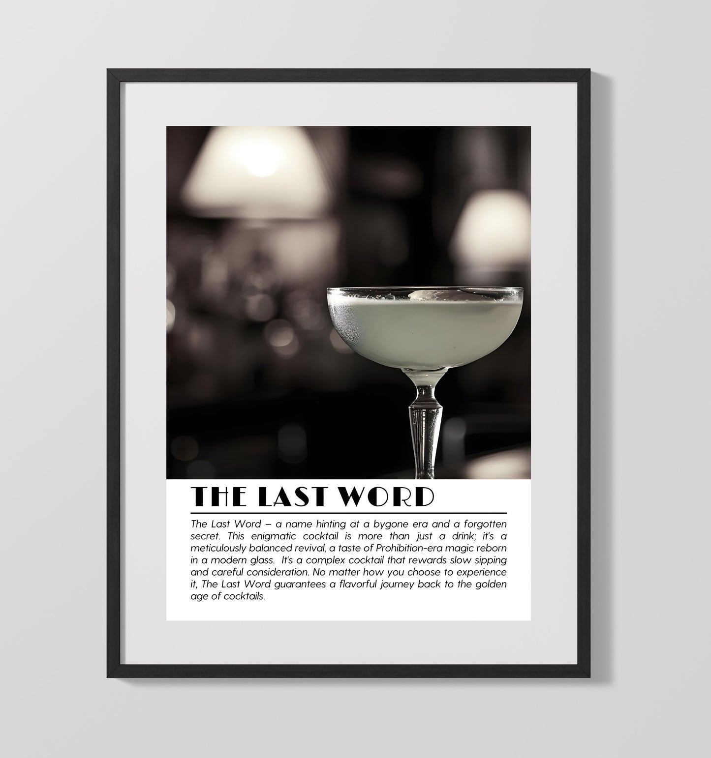 The Last Word Prohibition Revival Drinks Defined Poster - 16x20 Gallery Frame