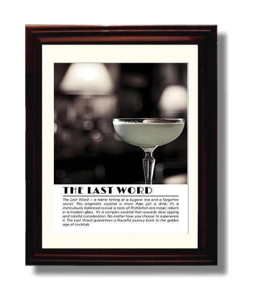The Last Word Prohibition Revival Drinks Defined Poster - 8x10 Beveled Frame