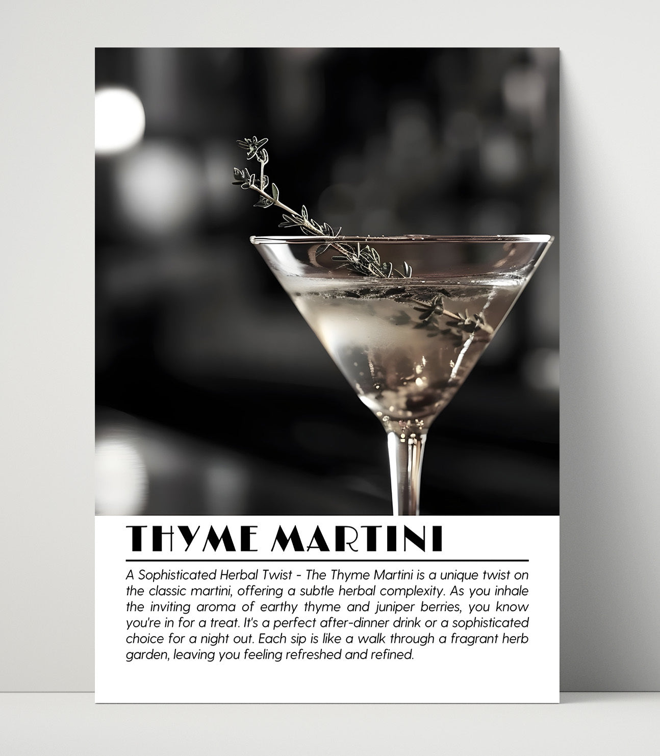 Thyme Martini Herbal Twist Drinks Defined Poster - 16x20 Unframed Print