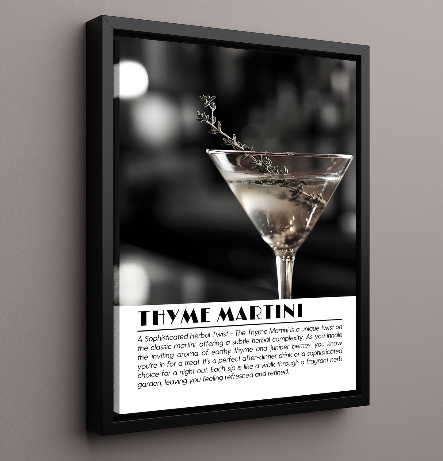 Thyme Martini Herbal Twist Drinks Defined Poster - 16x20 Framed Canvas
