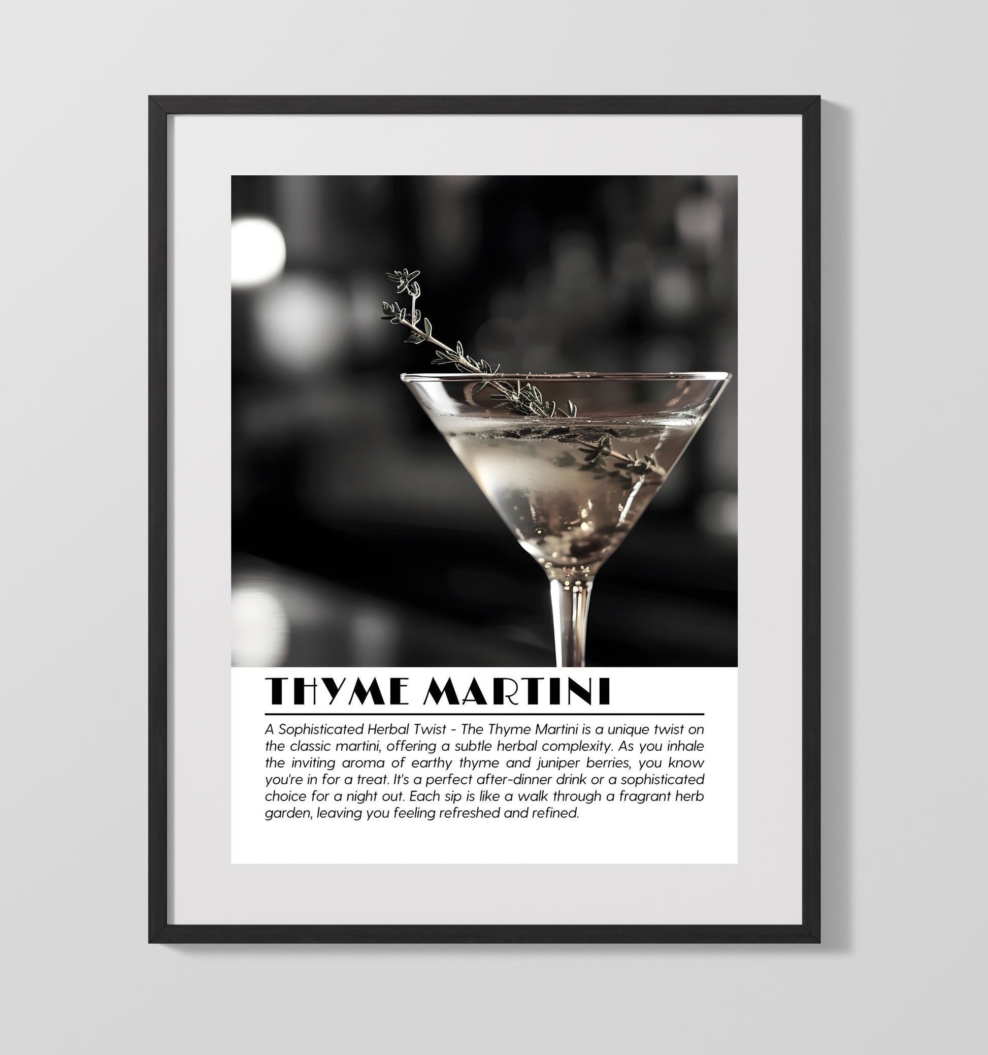 Thyme Martini Herbal Twist Drinks Defined Poster - 16x20 Gallery Frame