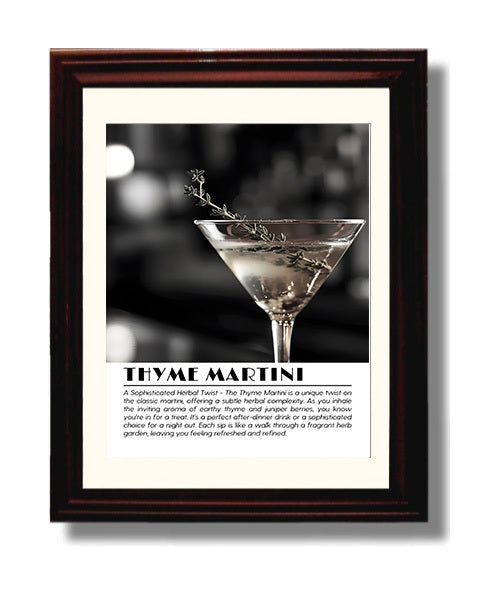 Thyme Martini Herbal Twist Drinks Defined Poster - 8x10 Beveled Frame