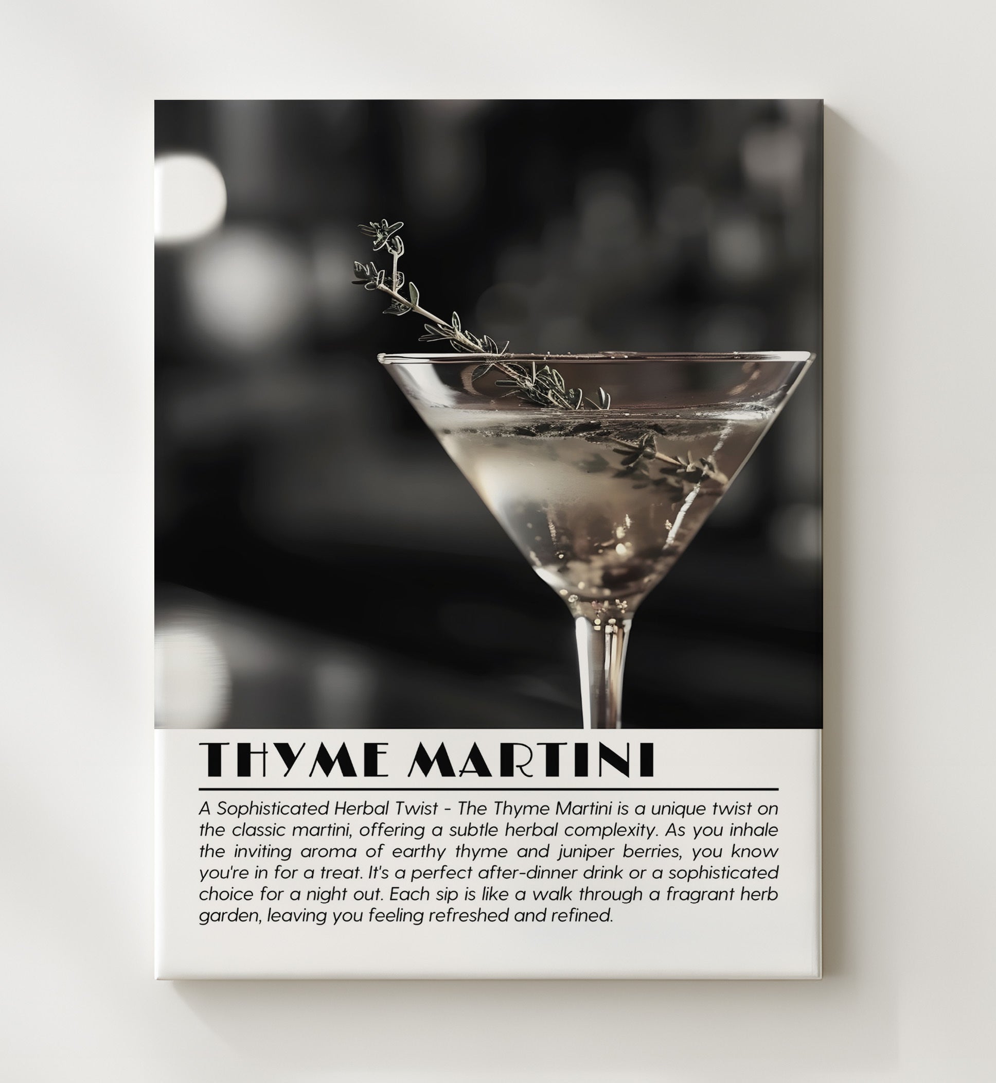 Thyme Martini Herbal Twist Drinks Defined Poster - 20x24 Canvas