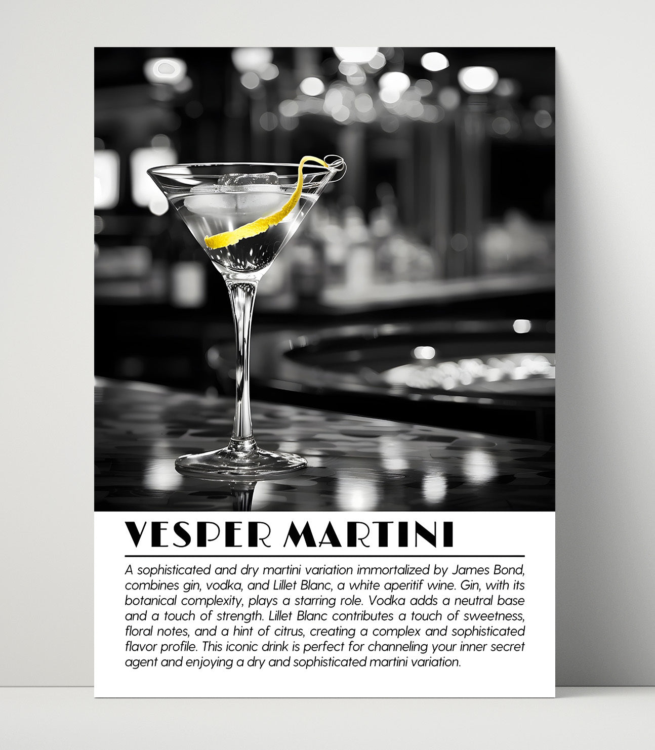 Vesper Martini Bond Classic Drinks Defined Poster - 16x20 Unframed Print