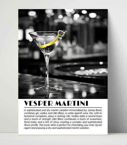 Vesper Martini - Bond Classic - Cocktail Definition - 16x20 Unframed Print