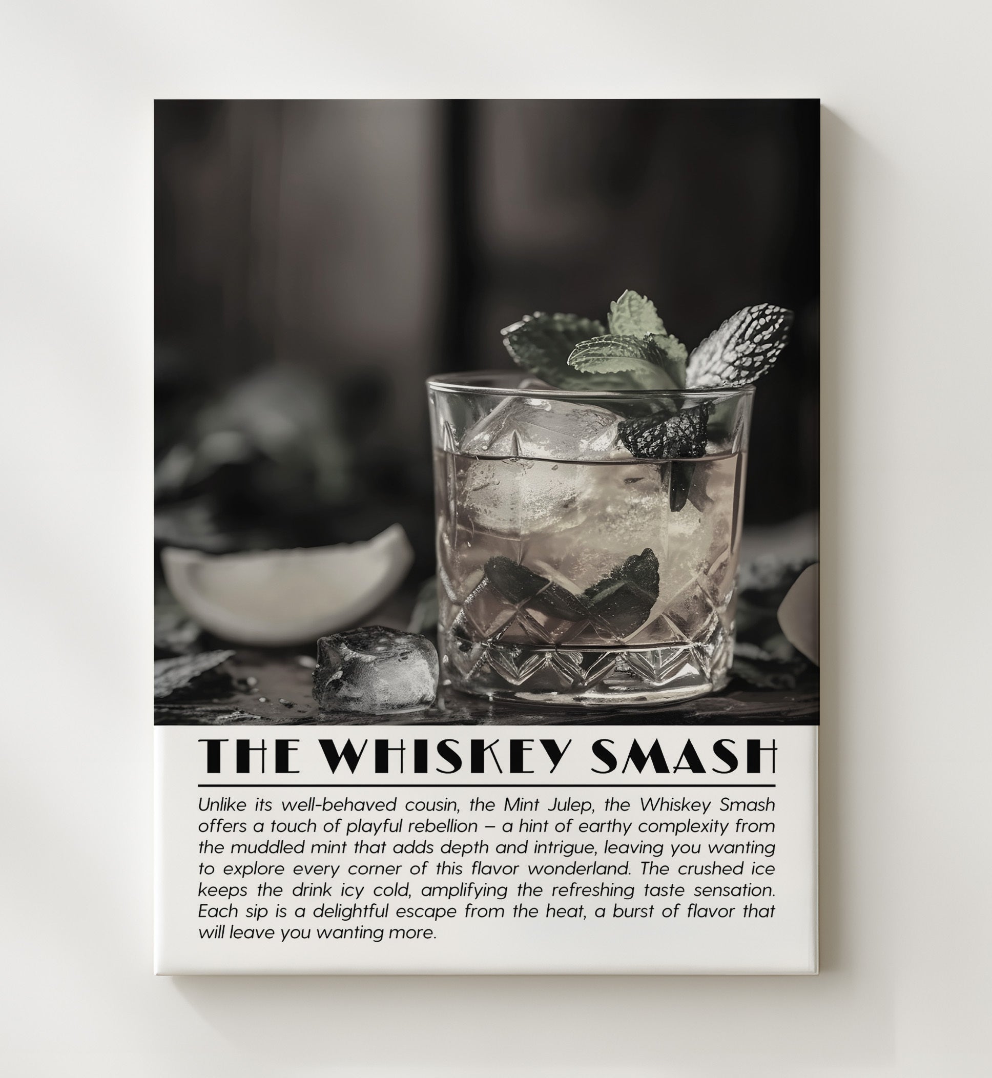 Whiskey Smash Mint Refreshment Drinks Defined Poster - 20x24 Canvas