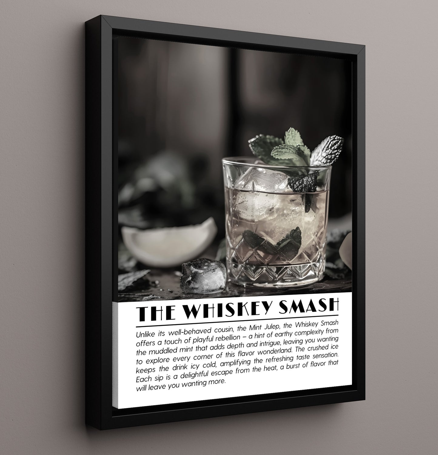 Whiskey Smash Mint Refreshment Drinks Defined Poster - 16x20 Framed Canvas