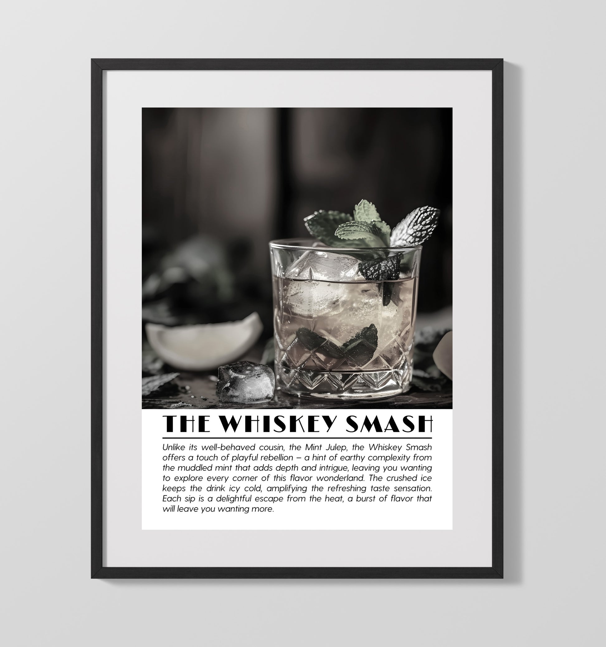 Whiskey Smash Mint Refreshment Drinks Defined Poster - 16x20 Gallery Frame