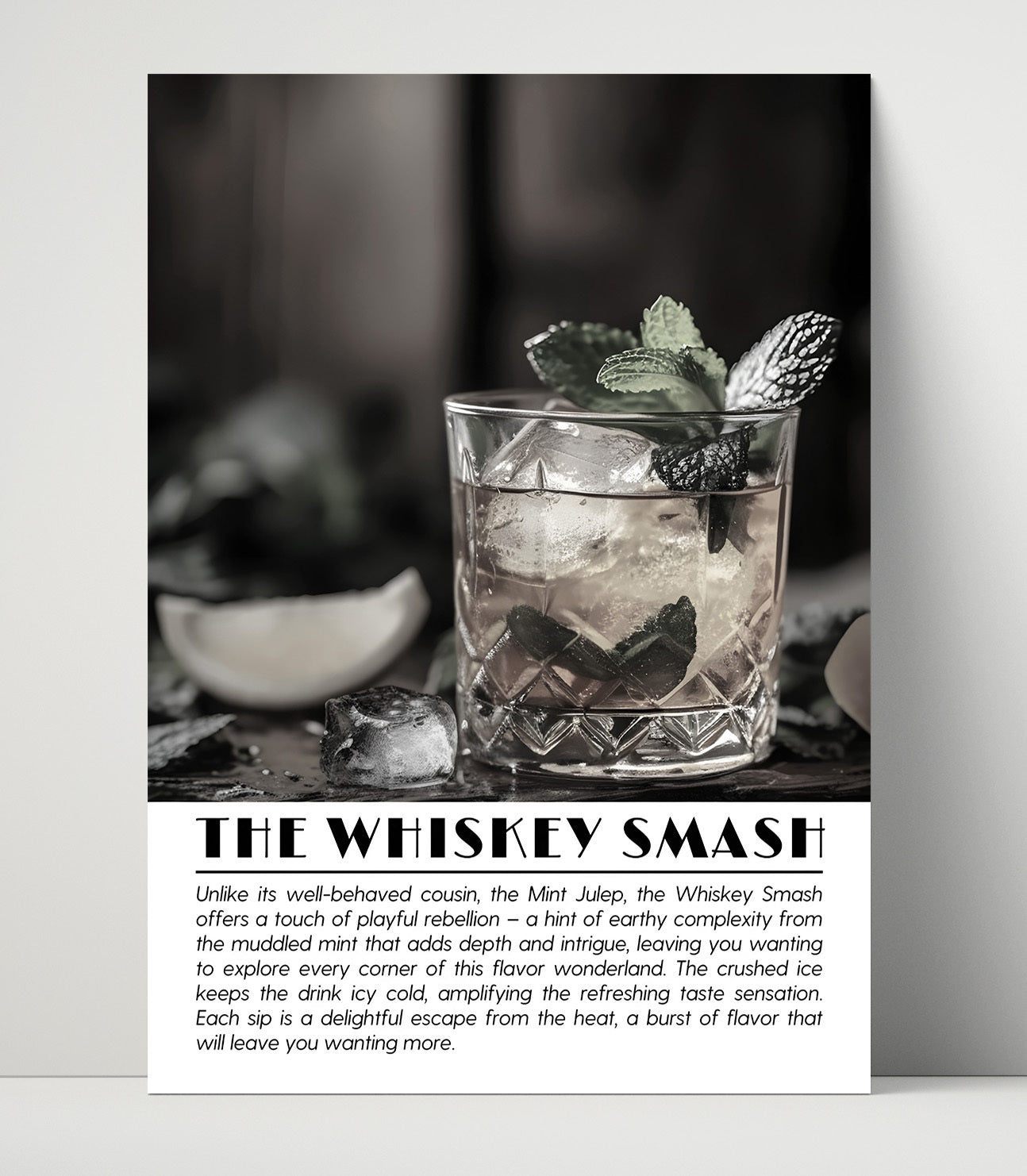 Whiskey Smash Mint Refreshment Drinks Defined Poster - 16x20 Unframed Print