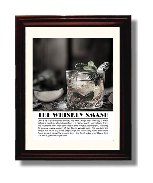 Whiskey Smash Mint Refreshment Drinks Defined Poster - 8x10 Beveled Frame