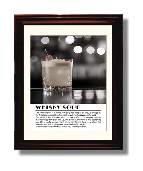 Whisky Sour Timeless Classic Drinks Defined Poster - 8x10 Beveled Frame