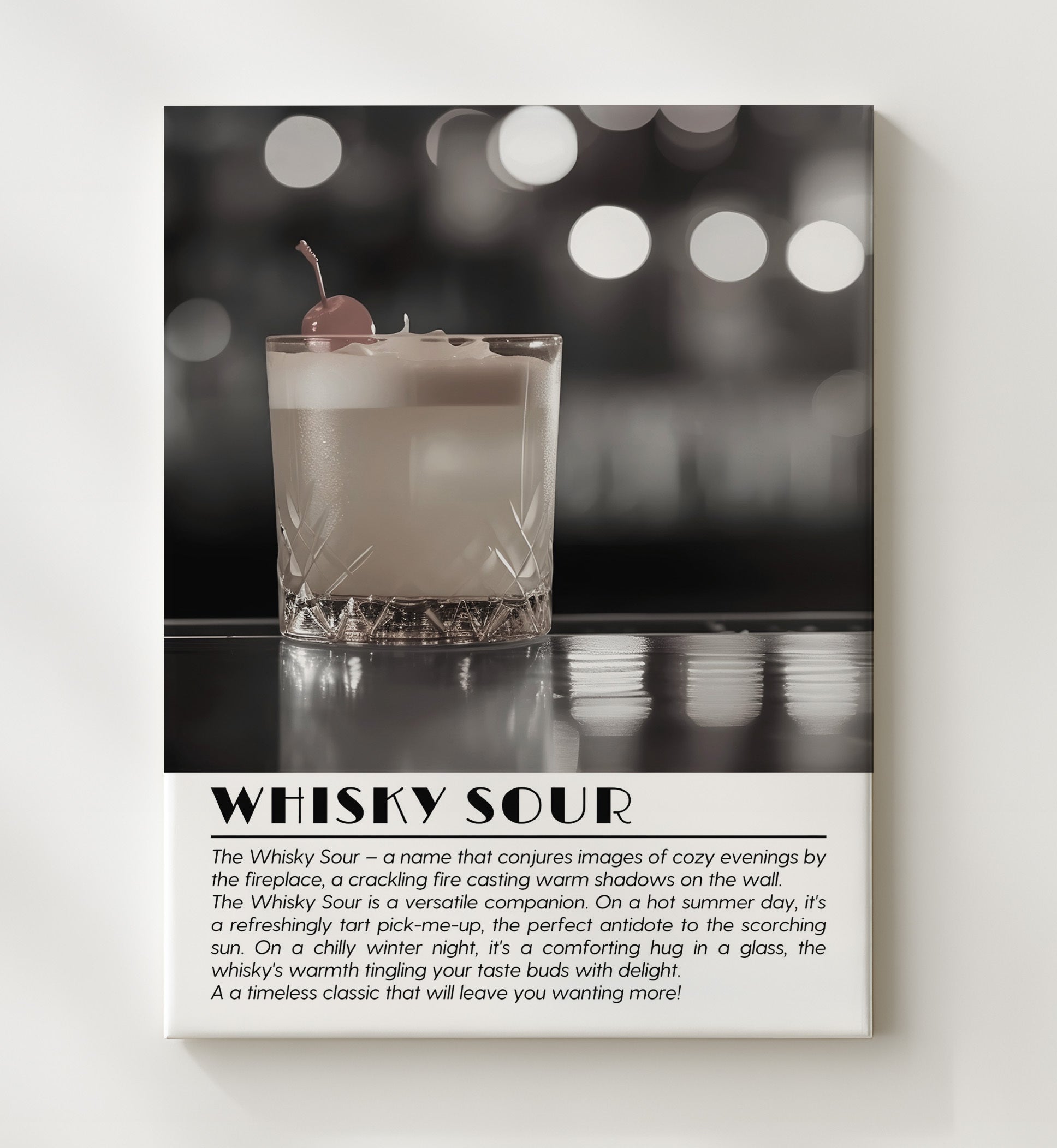 Whisky Sour Timeless Classic Drinks Defined Poster - 20x24 Canvas