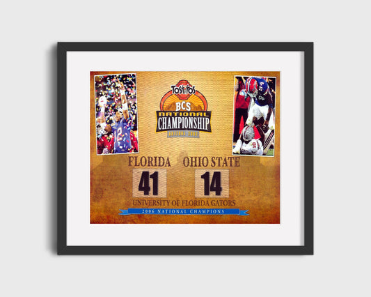 Florida Print - 2006 Championship Scoreboard - Gator Glory 41-14