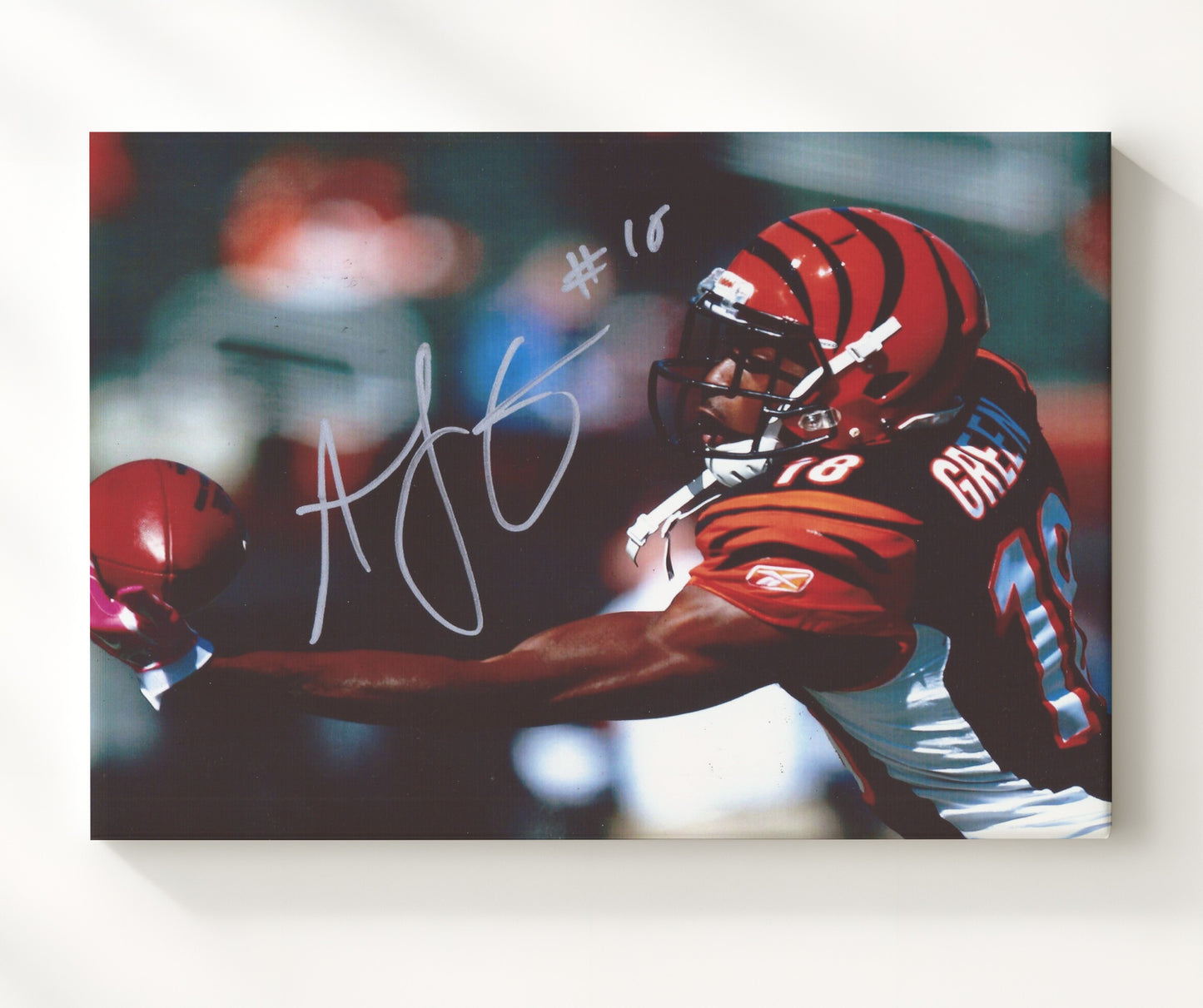 AJ Green - Cincinnati Football One Hand Catch Vintage Football Wall Art - 20x24 Canvas football decor