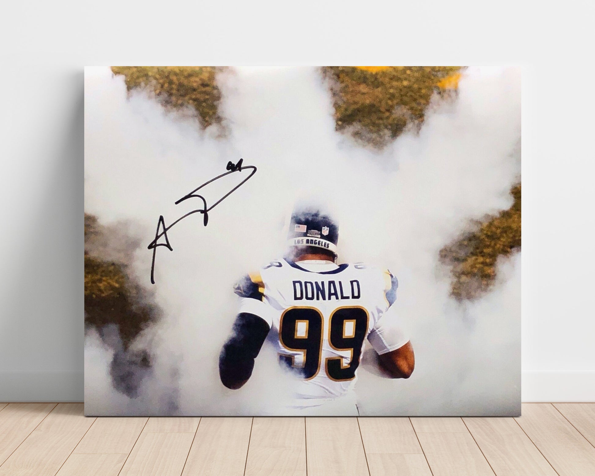 Aaron Donald - Los Angeles Football Entrance Through Smoke Vintage Football Wall Art - 16x20 Unframed Print football decor