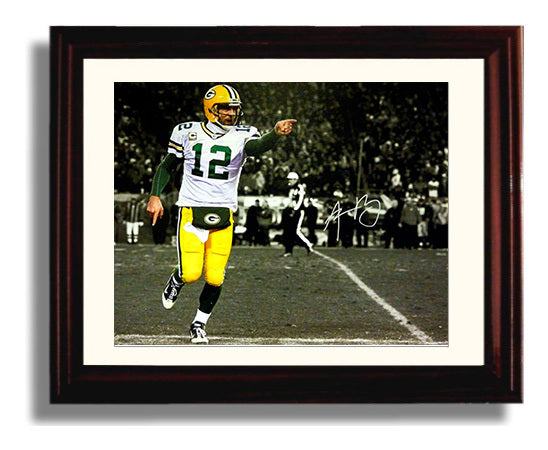 Aaron Rodgers - Green Bay Football Quarterback Pointing Spotlight Football Wall Art - football wall art print