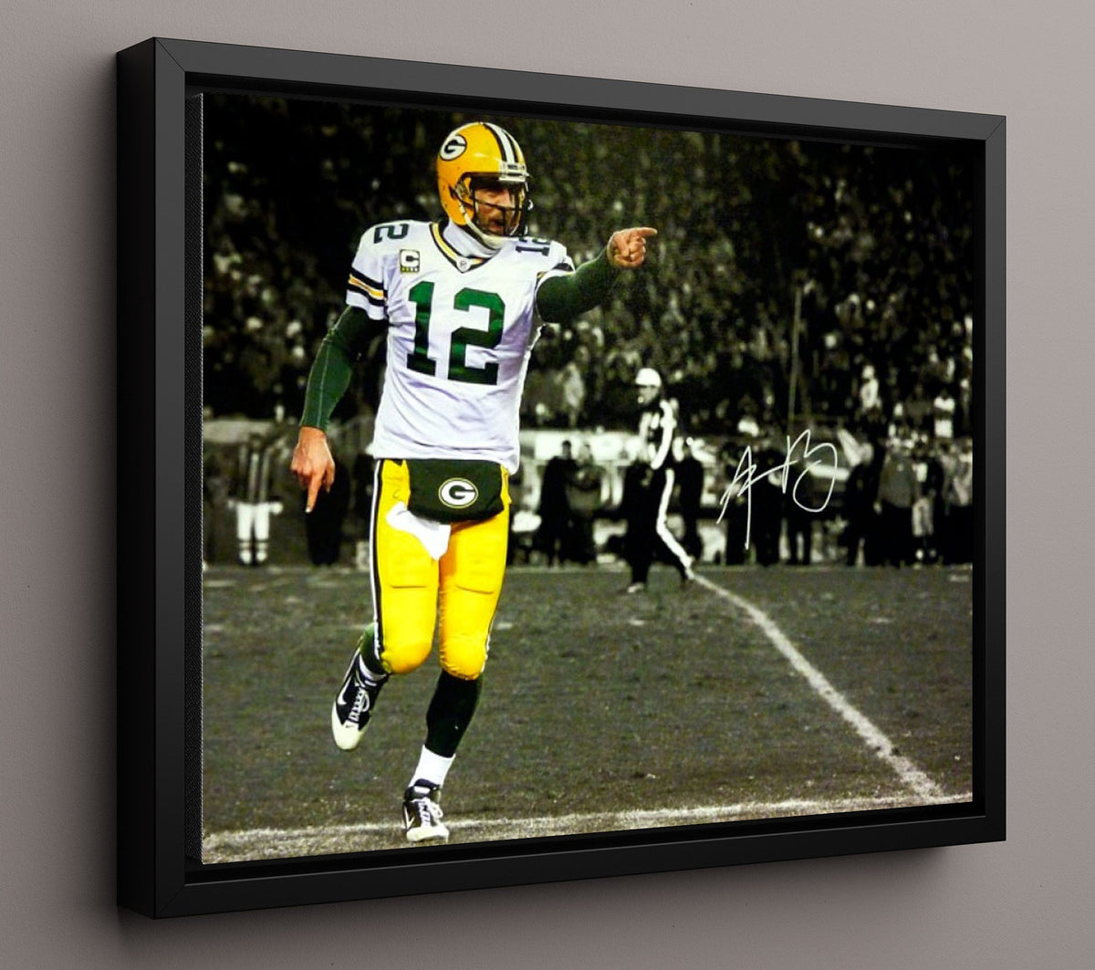 Aaron Rodgers - Green Bay Football Quarterback Pointing 8x10 Framed Canvas vintage football wall art