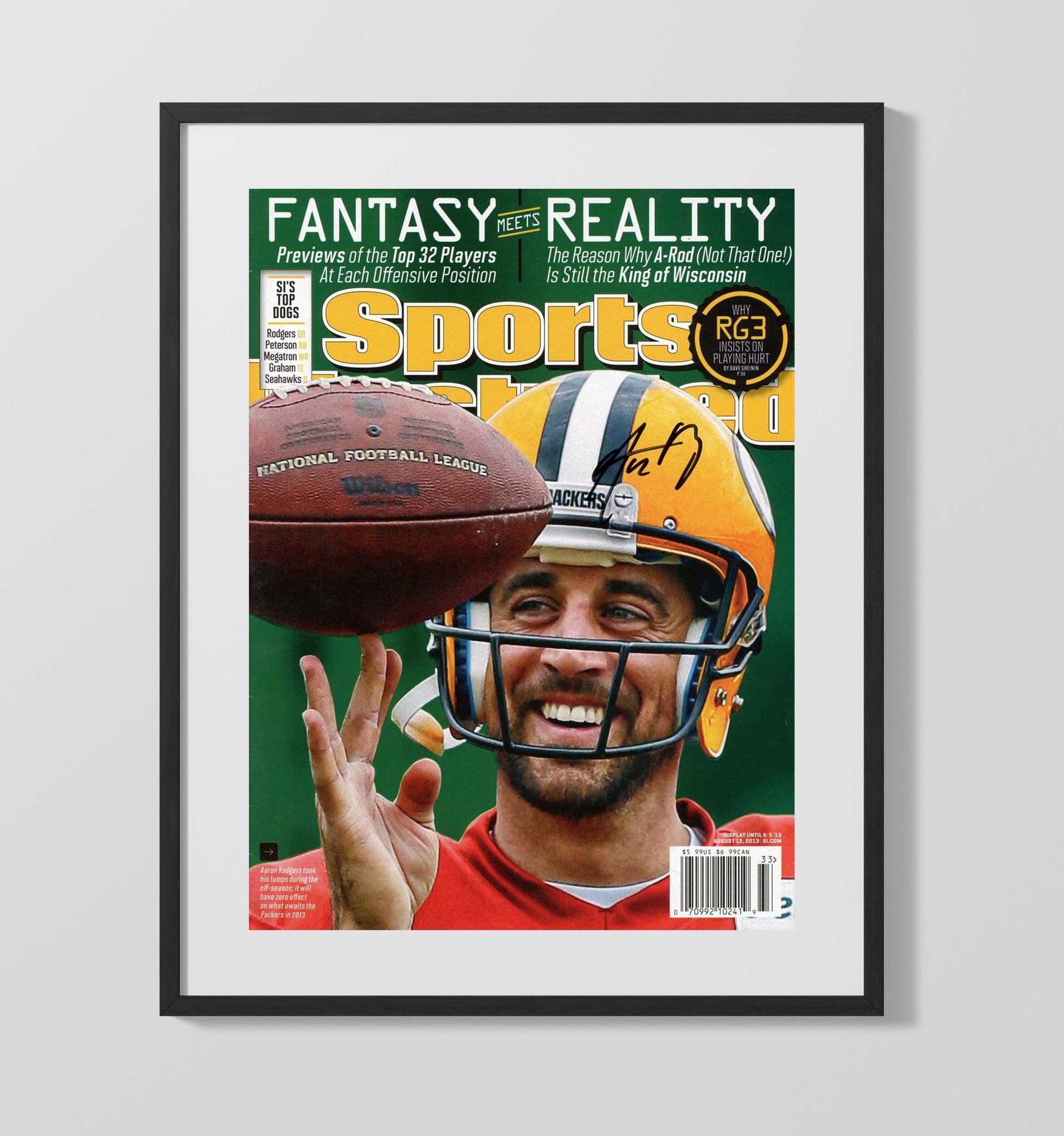 Aaron Rodgers - Green Bay Football Fantasy Meets Reality NFL Preview 2013 SI Cover Football Wall Art - football wall art print
