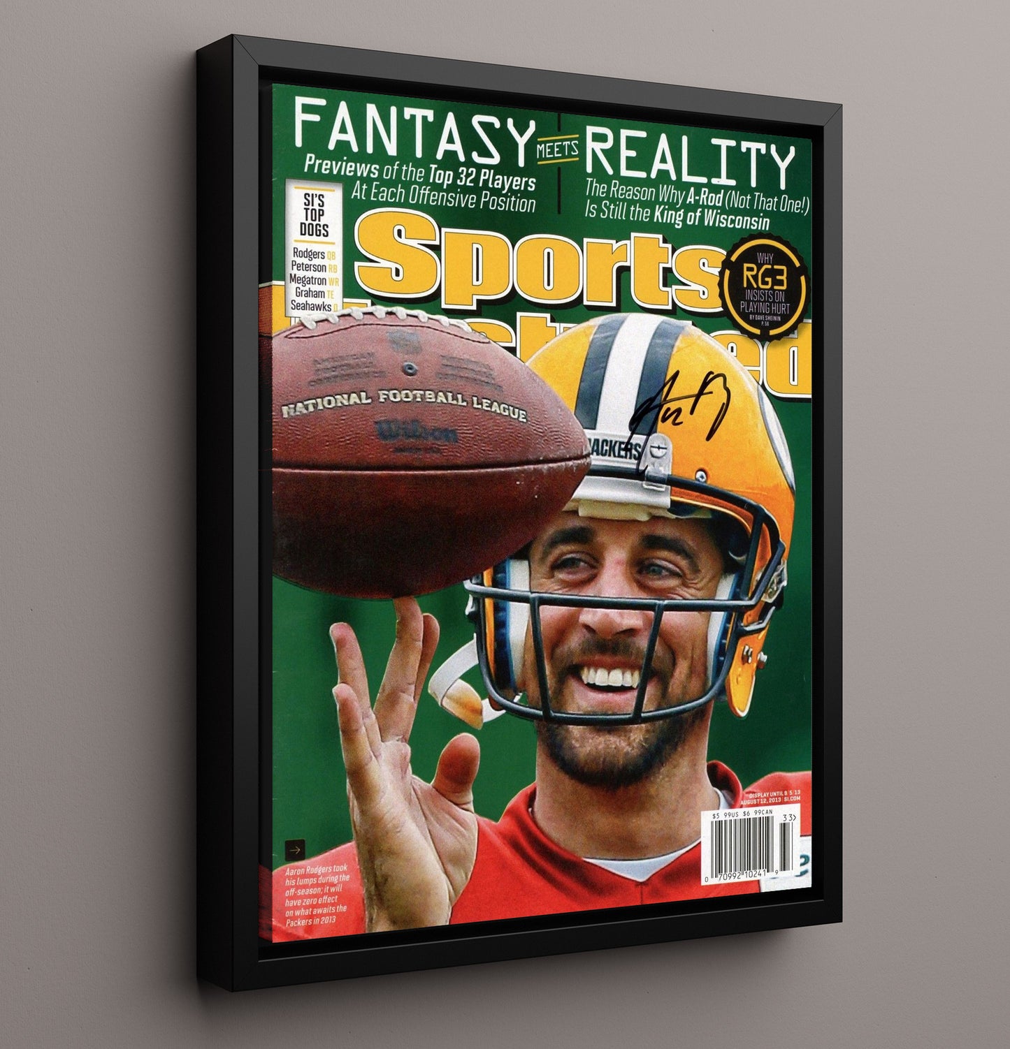 Aaron Rodgers - Green Bay Football Fantasy Meets Reality NFL Preview 2013 SI Cover Football Wall Art - football wall art print