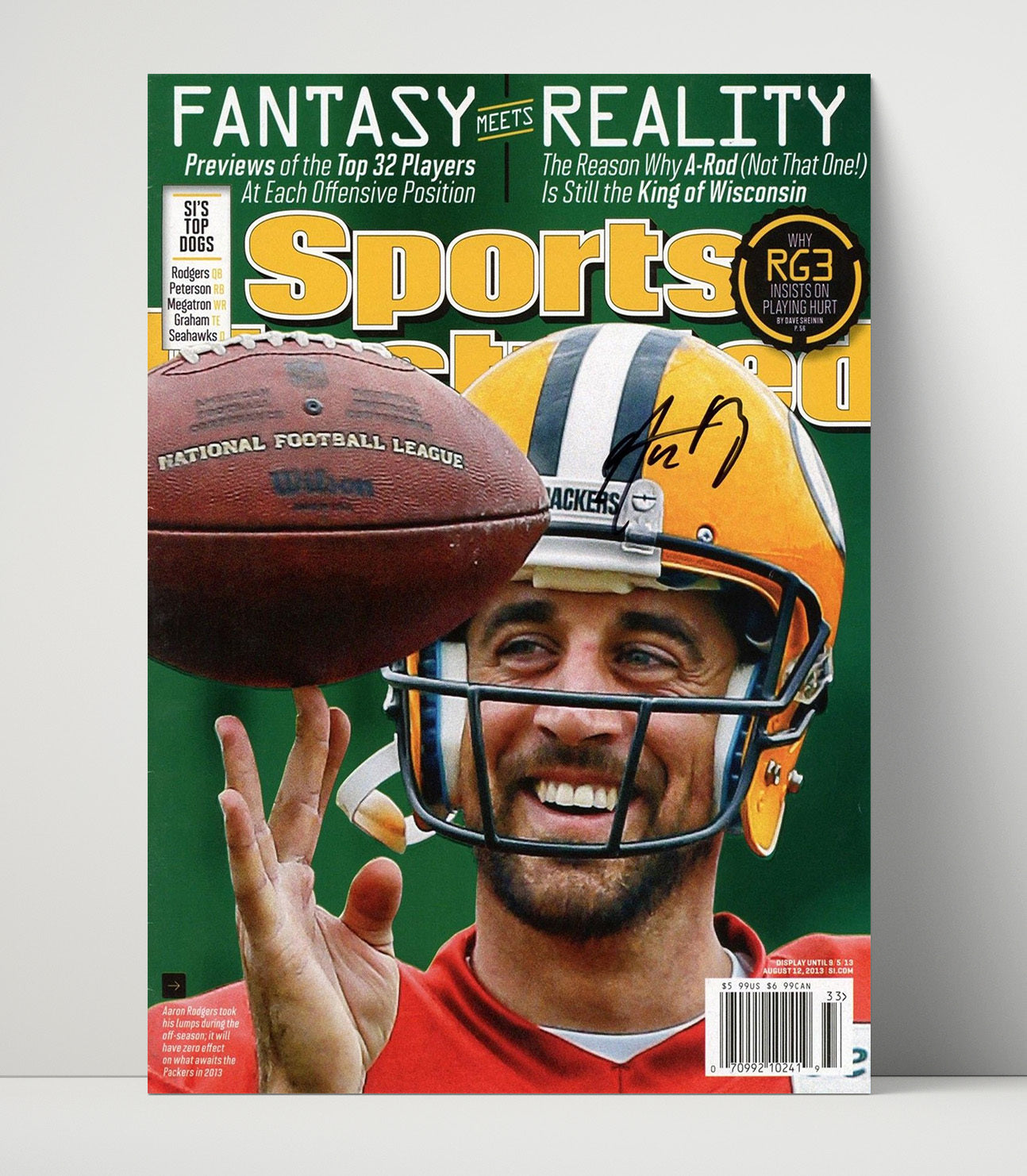 Aaron Rodgers - Green Bay Football Fantasy Meets Reality NFL Preview 2013 SI Cover Football Wall Art - football wall art print