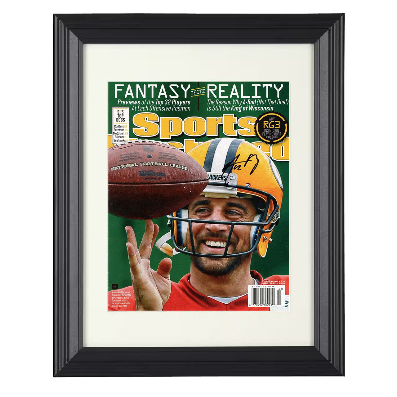 Aaron Rodgers – Green Bay Reality NFL Preview 2013 SI – 8x10 black beveled framed football wall art