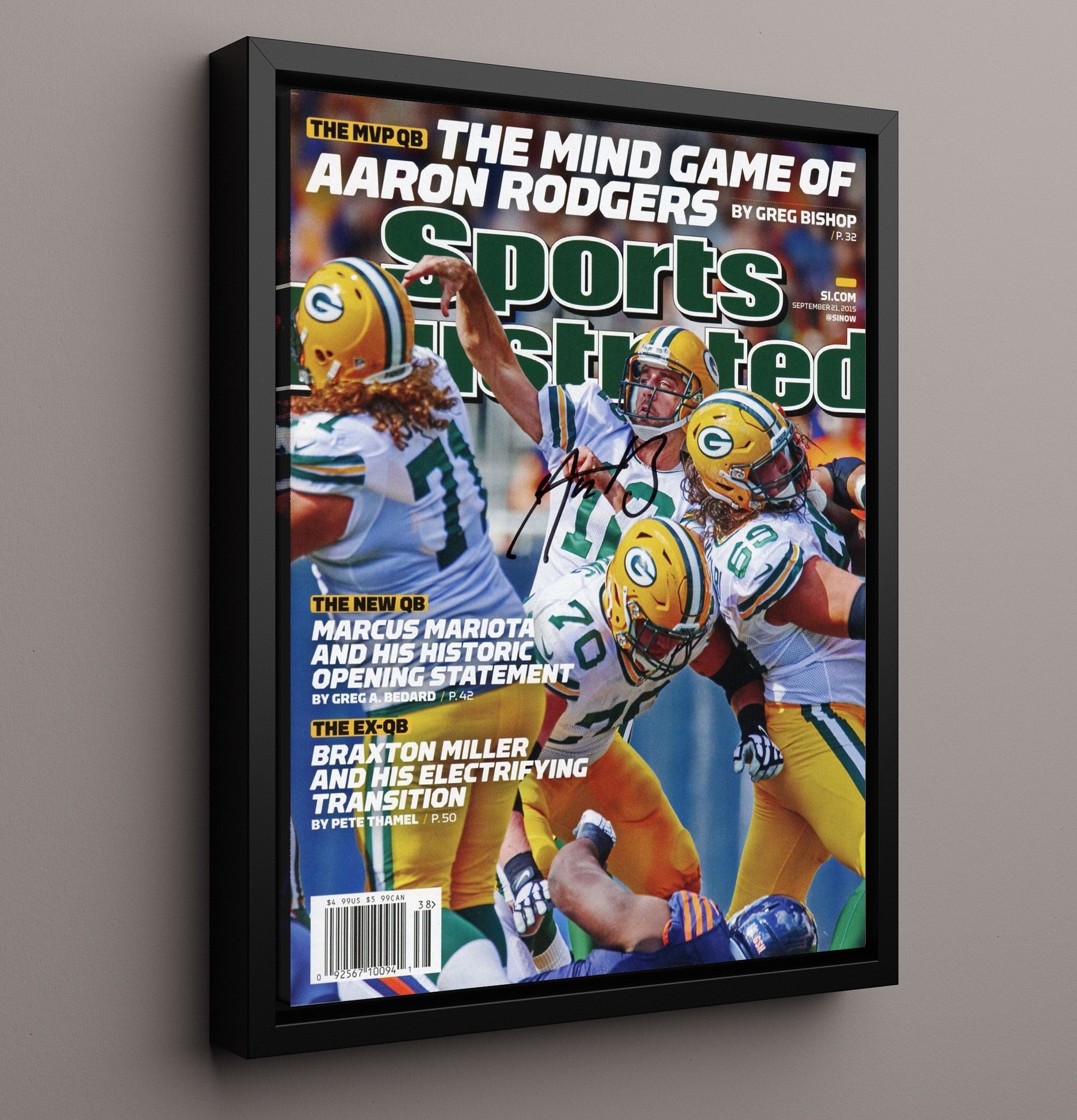 Aaron Rodgers - Green Bay Football Mind Game of Aaron Rodgers Feature 2015 SI Cover Football Wall Art - football wall art print