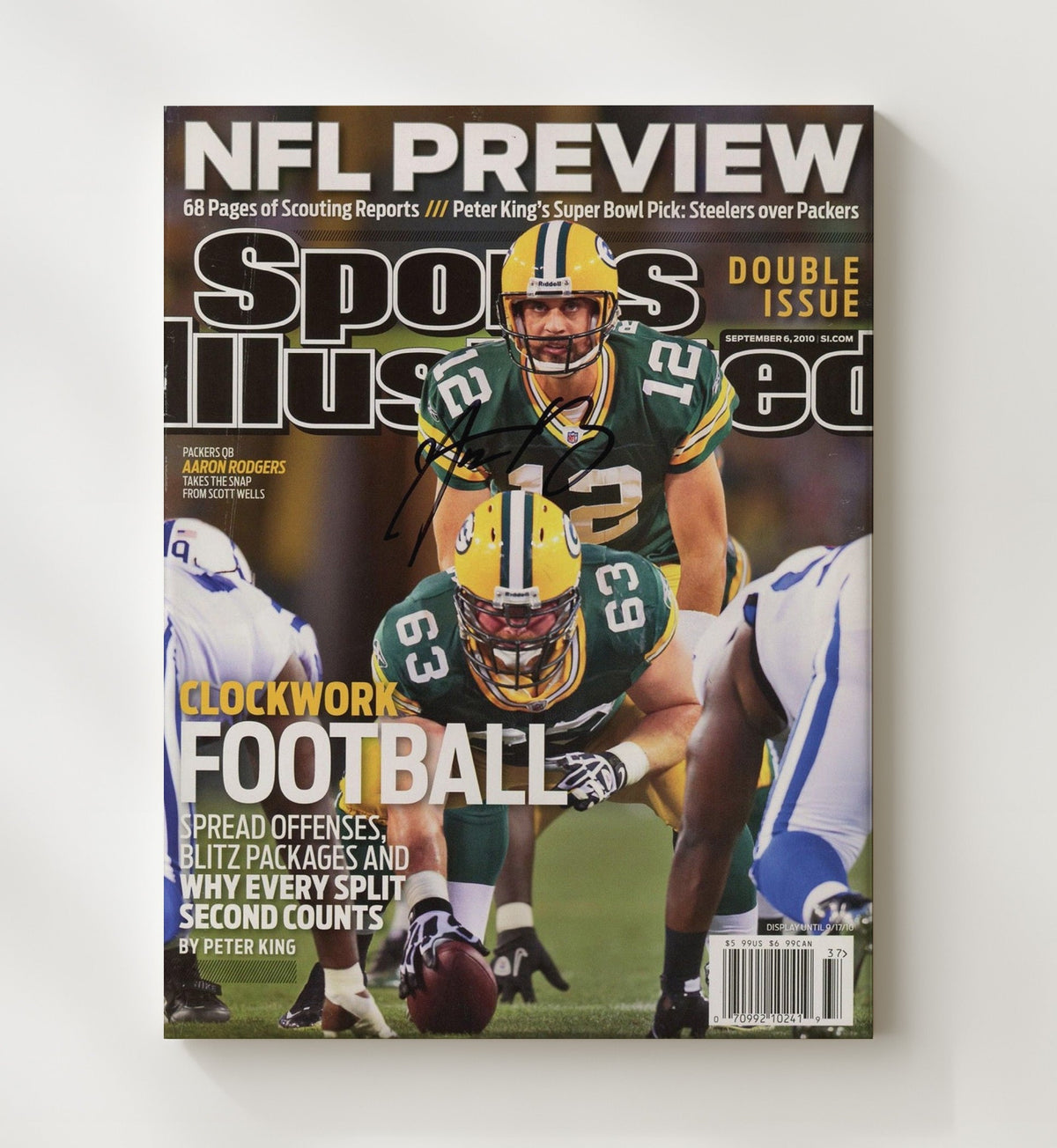 Aaron Rodgers - Green Bay Football NFL Preview Snap Under Center 2010 SI Cover 8x10 Canvas vintage football wall art