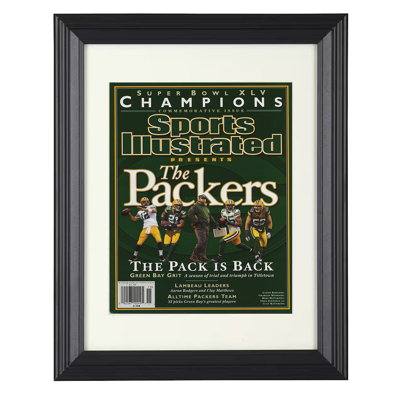 Aaron Rodgers – XLV Champions Commemorative 2011 SI – 8x10 black beveled framed football wall art