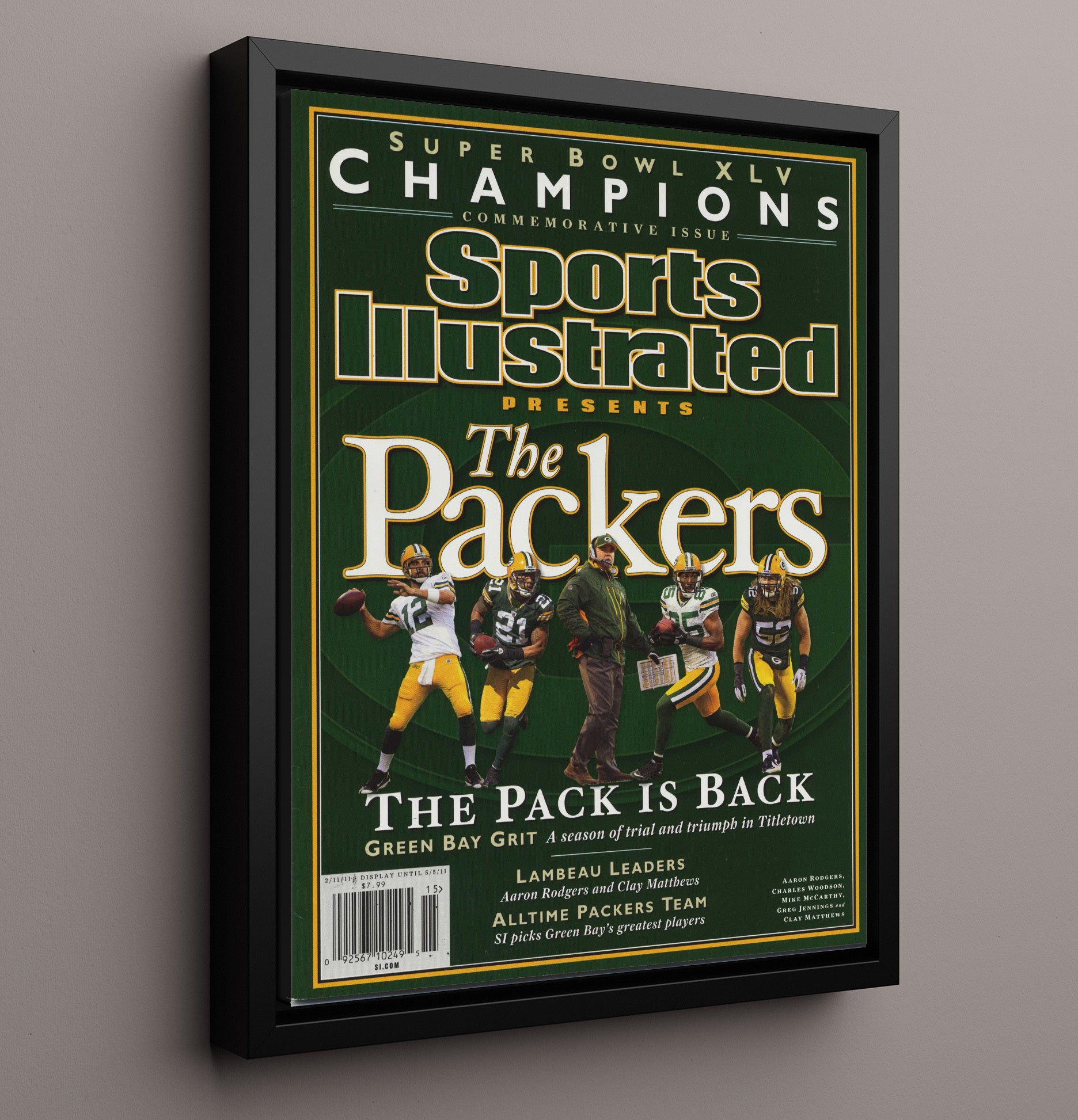 Aaron Rodgers - Green Bay Football Super Bowl Xlv Champions Commemorative 2011 SI Cover Football Wall Art - football wall art print