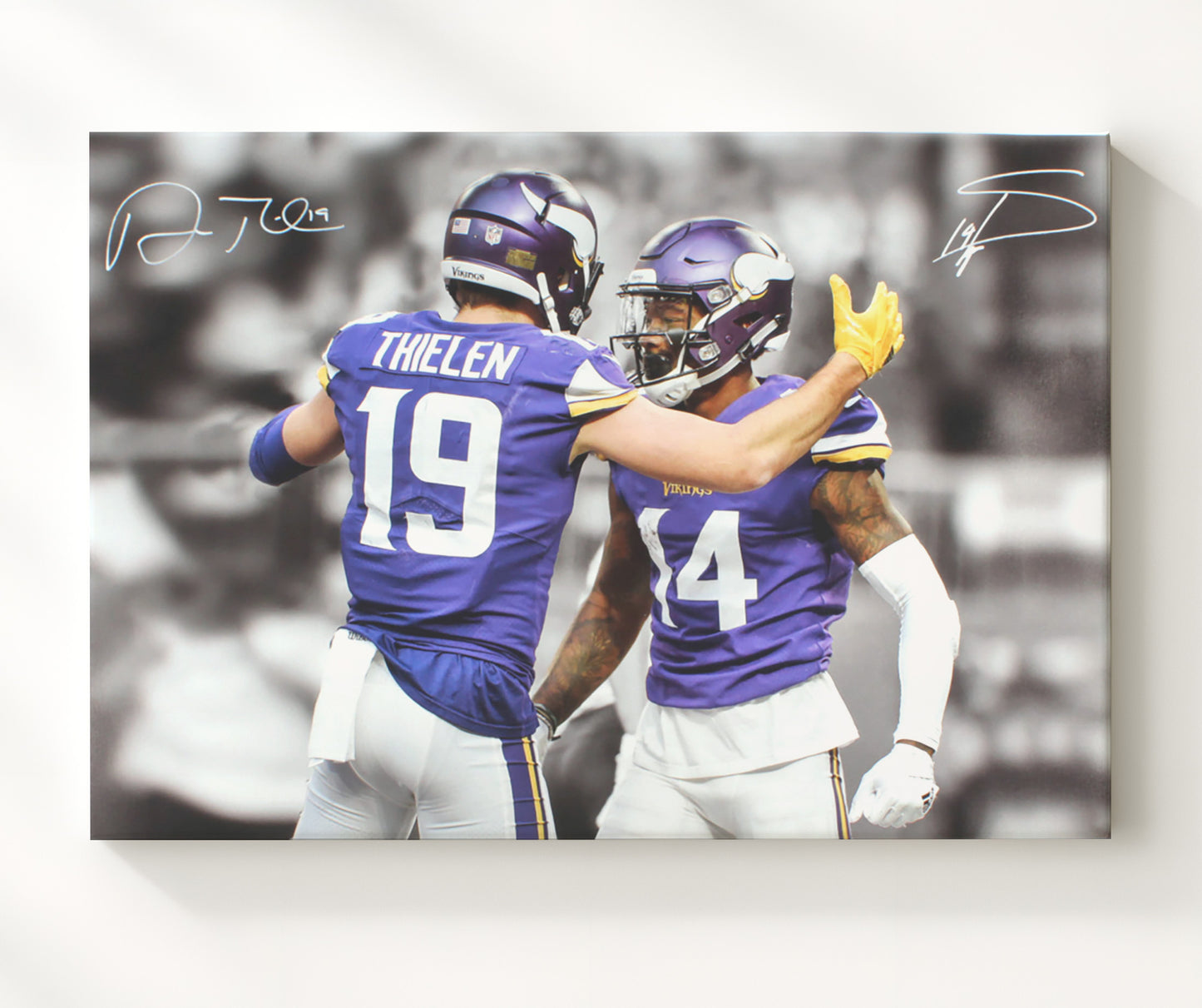 Adam Thielen and Stefon Diggs Minnesota Touchdown Celebration Duo Football Wall Art 16x20 Canvas Wall Art wall art print - Football decor