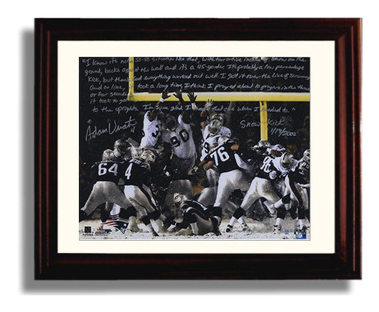 Adam Vinatieri - New England Football Snow Kick Game 2002 8x10 Canvas vintage football wall art