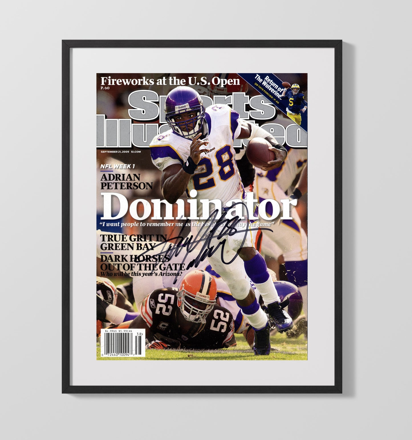 Adrian Peterson - Minnesota Football Dominator Season Feature 2009 SI Cover Football Wall Art - football wall art print