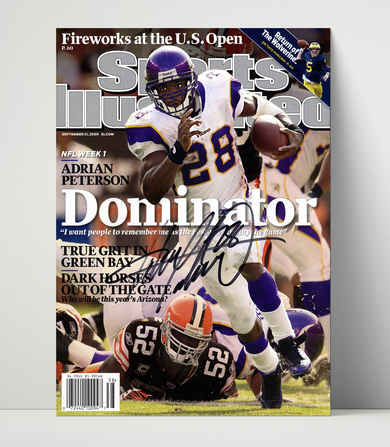 Adrian Peterson - Minnesota football Dominator Season Feature 2009 SI Cover Vintage Football Wall Art - 16x20 Unframed Print football decor