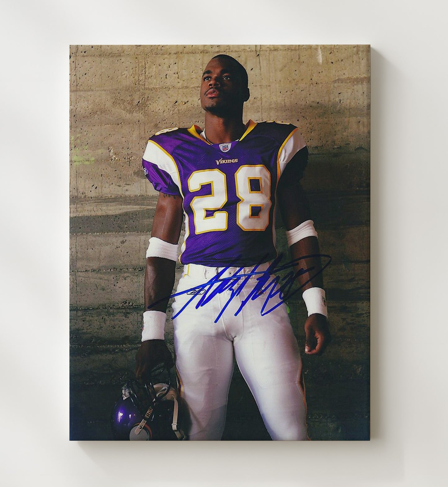 Adrian Peterson - Minnesota football Studio Portrait Spotlight Vintage Football Wall Art - 20x24 Canvas football decor